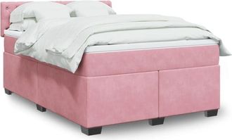 vidaXL Vidaxl - Cama Box Spring Con Colch&oacute;n Terciopelo Rosa 160x200 Cm