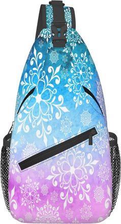 Generic Purple Blue Snowflake Christmas Sling Bag Breathable Cross Body Bag Adjustable Backpack For Runner Shopping Camping