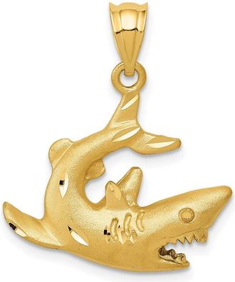 Diamond2Deal 14k Yellow Gold Shark Pendant