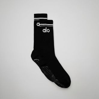 Alo | Womens Throwback Barre Socks in Black/White, Size: Medium/Large