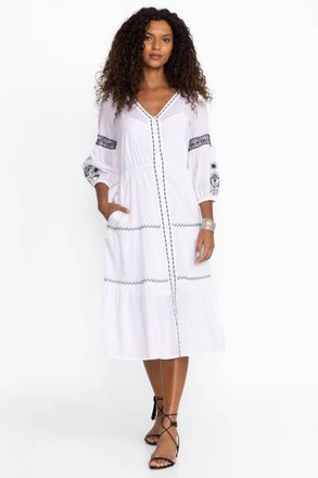 Johnny Was Cam Tiered Midi Irenie Dress In White