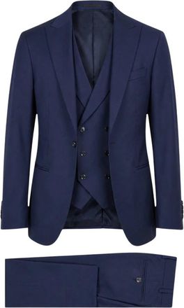 Luigi Bianchi Mantova Single Breasted Suits - Heren - Business pakken - Blauw - 4XL - Wol - Kostuums
