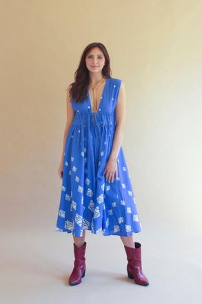 Kalalou Fish Print Dress With Tie In Front