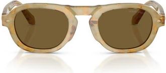 A|X Armani Exchange 49mm Pillow Sunglasses in Yellow Havana /Dark Brown at Nordstrom