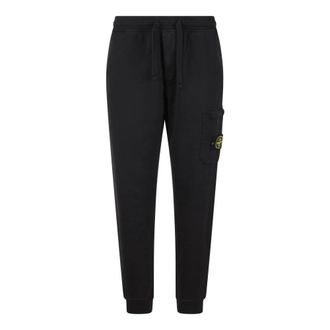 Stone Island Sweatpants, male, Black, L, Logo Badge Sweat Trousers