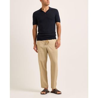 Orlebar Brown Alex Lino Relaxed Fit Italian Linen Drawcord Zip Fly Trousers in Biscuit at Nordstrom, Size 28