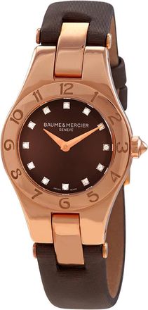 Baume & Mercier Baume and Mercier Linea Brown Diamond Dial 18kt Rose Gold Brown Satin Ladies Watch 10090
