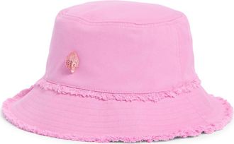 Kurt Geiger Frayed Edge Cotton Bucket Hat in Pink at Nordstrom