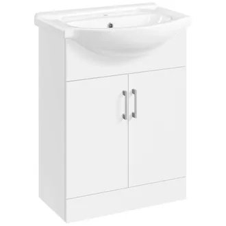 Yaheetech Mobile Bagno Con Lavabo In Ceramica Armadietto A Terra Con Lavandino Set Mobile Da Bagno Moderno 61 &times; 43,5 &times; 84 Cm Bianco - Yaheetech