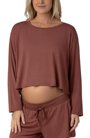 Kindred Bravely Aria Casual Long Sleeve Cropped Top in Redwood at Nordstrom, Size X-Large