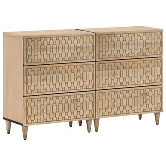 vidaXL Vidaxl Aparador 2 Piezas Madera Maciza De Mango 60x33x75 Cm