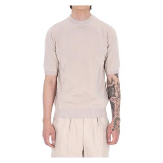 Eleventy T-Shirts, male, Beige, Size: XL T-shirt in cotton pique saddle stitch