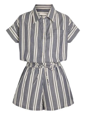 Faithfull The Brand Cyrene striped cotton playsuit - Blue