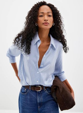 Contemporaine Womens Satiny banker-stripe shirt