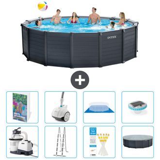 Intex Piscina Graphite Panel Redonda - 478x124 Cm - 9-piezas S552