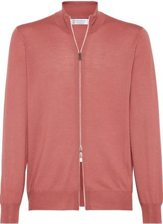 Brunello Cucinelli fine-knit zip-up cardigan - men - Virgin Wool/Cashmere - 52 - Red