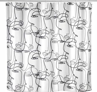 WENKO Faces Cortina De Ducha Blanca Dise&ntilde;o Moderno 180x200 Cm