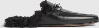 Gucci Mens Casanova Slipper, Black, Leather
