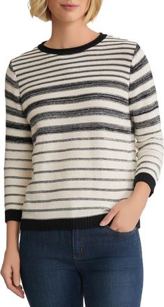 Jones New York Marled Roll Neck Sweater in Jones Black /Jones White at Nordstrom, Size Medium