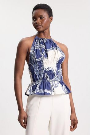 Karen Millen Chain Print Halter Top in Blue at Nordstrom, Size 10