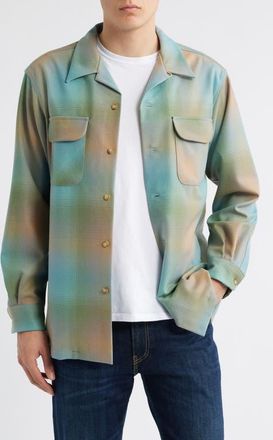 Pendleton Board Plaid Lined Wool Button-Up Shirt in Green/Tan Ombre at Nordstrom, Size X-Large