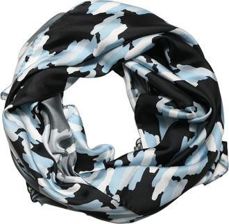 Dolce & Gabbana Black Blue Abstract Silk Shawl Stole Womens Scarf