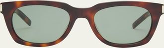 Saint Laurent Engraved Logo Rectangle Mixed-Media Sunglasses