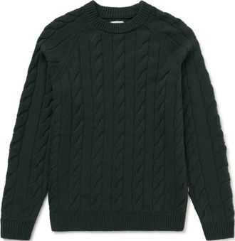 Ecoalf Grof Gebreide Donkere Den Trui - Heren - Ronde hals truien - Groen - XL - Truien & Vesten