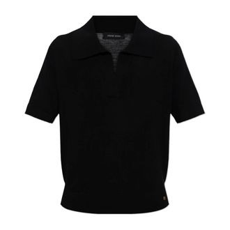 Anine Bing V-neck Knitwear, female, Black, Size: XS Moni Polo Sweater
