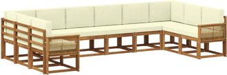 vidaXL Conjunto De Sof&aacute;s De Exterior 10 Uds. Natural Y Crema Vidaxl