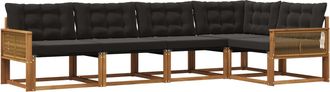 vidaXL Conjunto De Sof&aacute;s De Exterior 5 Uds. Natural Y Negro Vidaxl