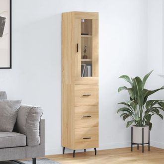 Berkfield Home Highboard Sonoma Oak 34.5x34x180 cm Engineered Wood in Brown