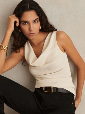 Reiss Ribbed Cowl-neck Vest, XL