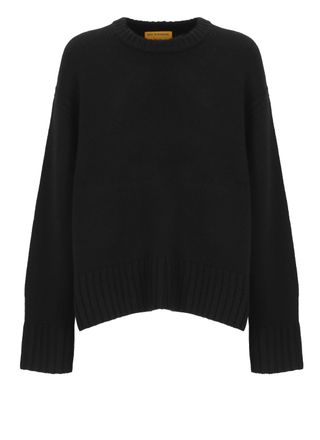 Guest In Residence Black Cashmere Side Slit Crewneck Sweater