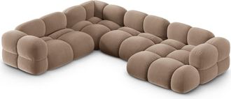 Cosmopolitan Design Sof&aacute; esquinero panor&aacute;mico izquierdo 5 plazas terciopelo beige oscuro