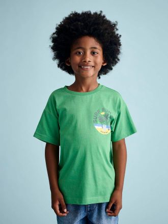 Vertbaudet Bedrucktes T-shirt f&uuml;r Jungen gr&uuml;n