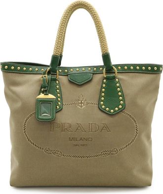 Prada Beige Canvas Tote Bag (Pre-Owned)
