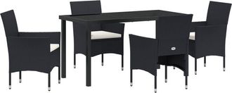 vidaXL Vidaxl - Conjunto De Comedor De Jard&iacute;n Con Coj&iacute;n 5 Pcs Negro Polirat&aacute;n