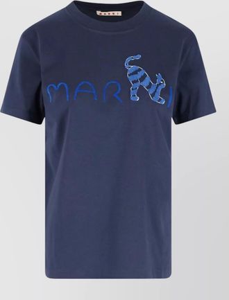 Marni crew neck top embroidered design short sleeves