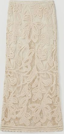 Karen Millen Womens Floral Crotchet Woven Beach Bias Cut Skirt - White Cotton - Size X-Small