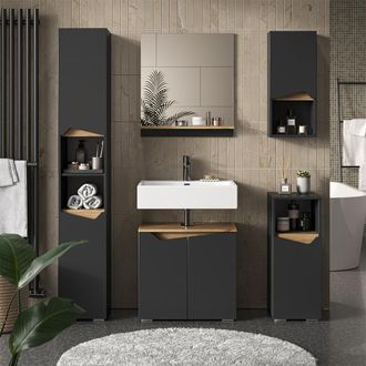 Vicco Conjunto De Muebles De Ba&ntilde;o Marelle, Antracita, 5 Partes