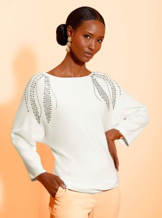 Cr&eacute;ation L 3/4 Arm-Pullover CREATION L Lyocell-Viskose-Pullover, Damen, Gr. 36, ecru, 42% Viskose, 30% Lyocell, 28% Polyester, unifarben, Pullover 3/4 Arm-Pullov