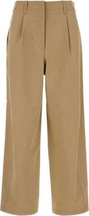 Herno Wijde Broek - Dames - Wijde Broeken - Beige - S - Leer - Broeken
