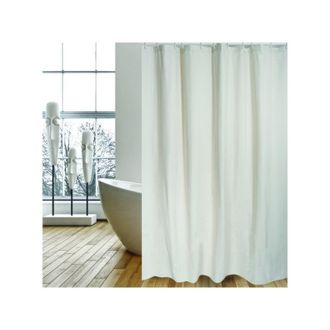 MSV Cortina De Ducha Natural Algod&oacute;n Y Poli&eacute;ster 180x200cm Calidad Premium Beige - Anillas Incluidas Msv