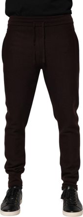 Dolce & Gabbana Brown Cashmere Men Jogger Sweatpants Pants Silk
