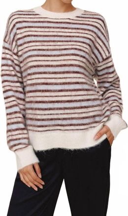 Bella Dahl Striped Crewneck Sweater In Frosty