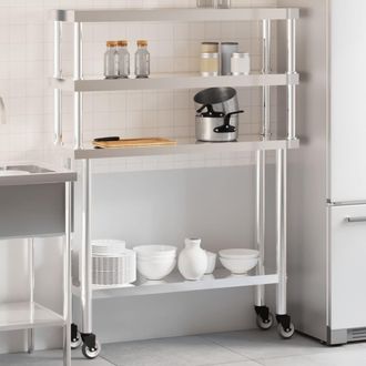 vidaXL Vidaxl - Mesa De Trabajo Para Cocina Con Estante Acero Inox 110x30x150cm