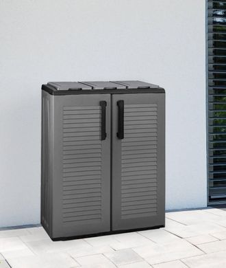 Dmora Armario De Basura Para Exteriores O Internos, Puerta M&oacute;vil 3 Bolsas A 2 Puertas Para Colecci&oacute;n Separada, 100% Made In Italy, 68x37h84 Cm, Color Gris -