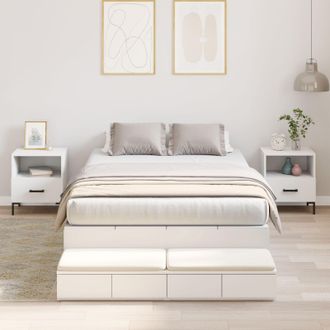 Berkfield Home Storage Bed Frame White Engineered wood 120 x 190 cm