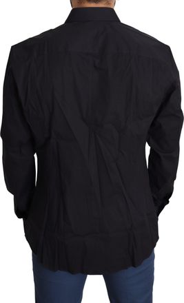 Dolce & Gabbana Mens Black Cotton Stretch Dress Sicilia Shirt Elastane